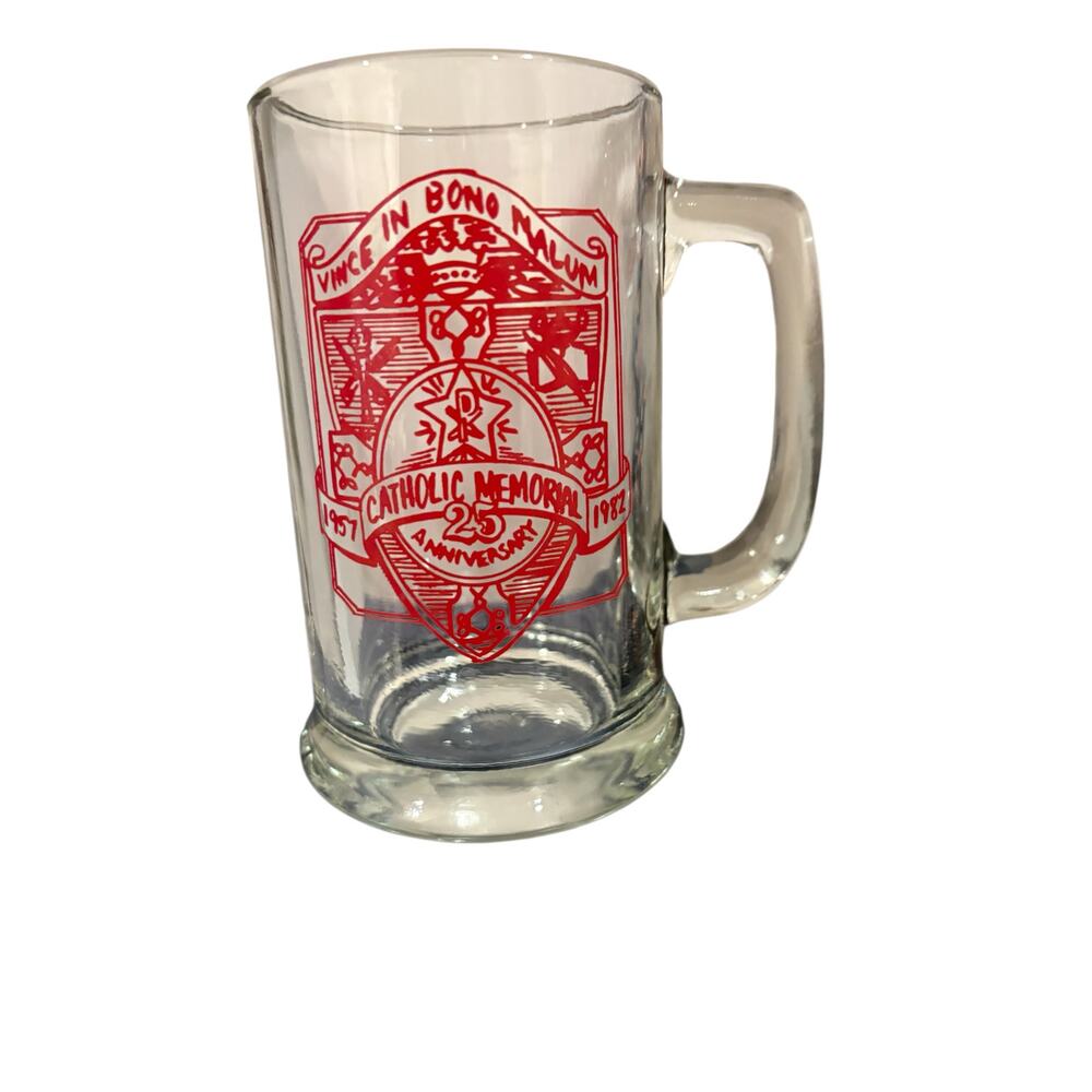 VTG Catholic Memorial High School Glass Beer Mug Boston West Roxbury, MA Reunion